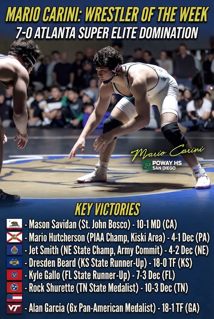 Mario Carini Claims Wrestler of the Week Honors After Dominant 7-0 Showcase in Atlanta